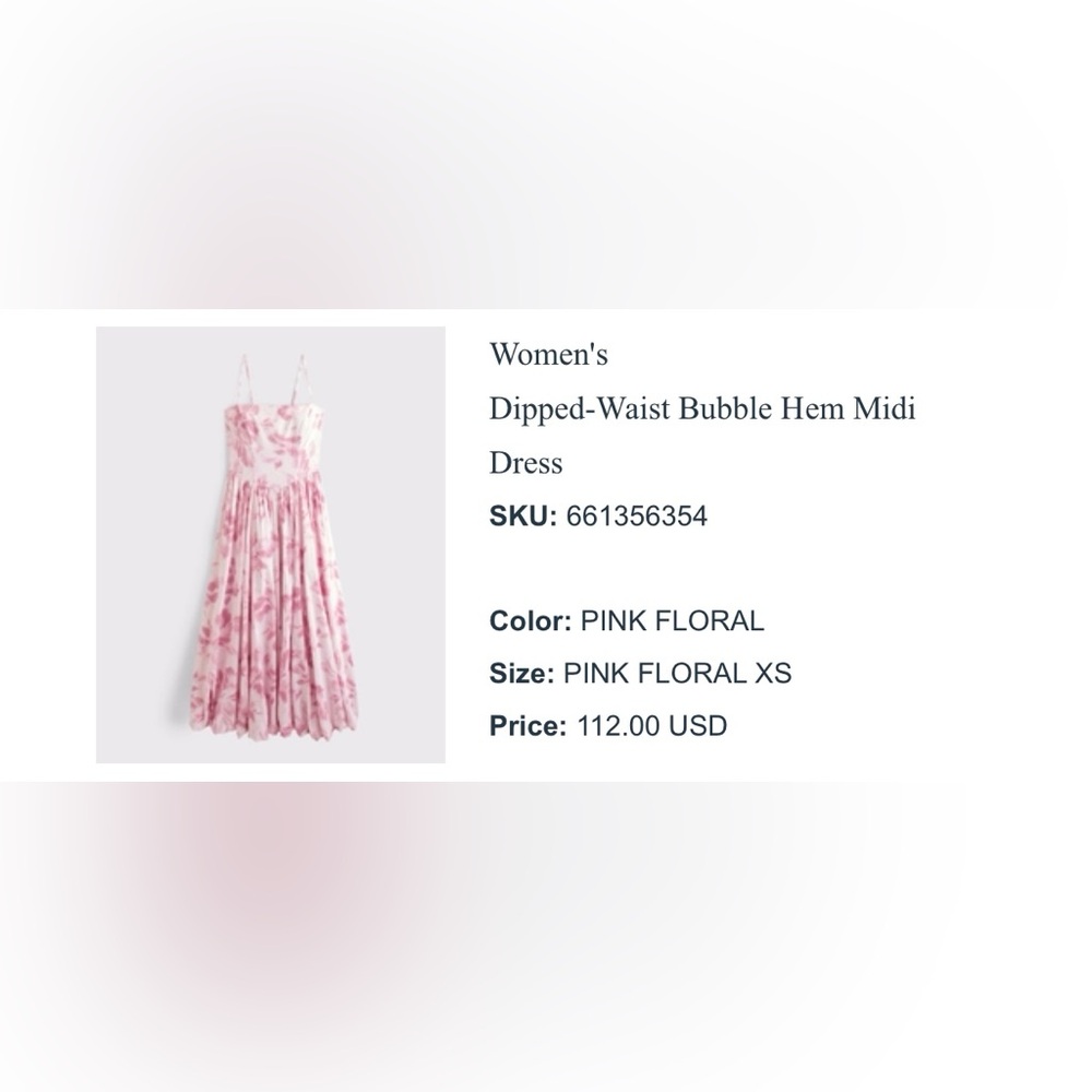 XS Abercrombie Dipped- Waist Bubble Hem Midi Dress - Picture 5 of 6